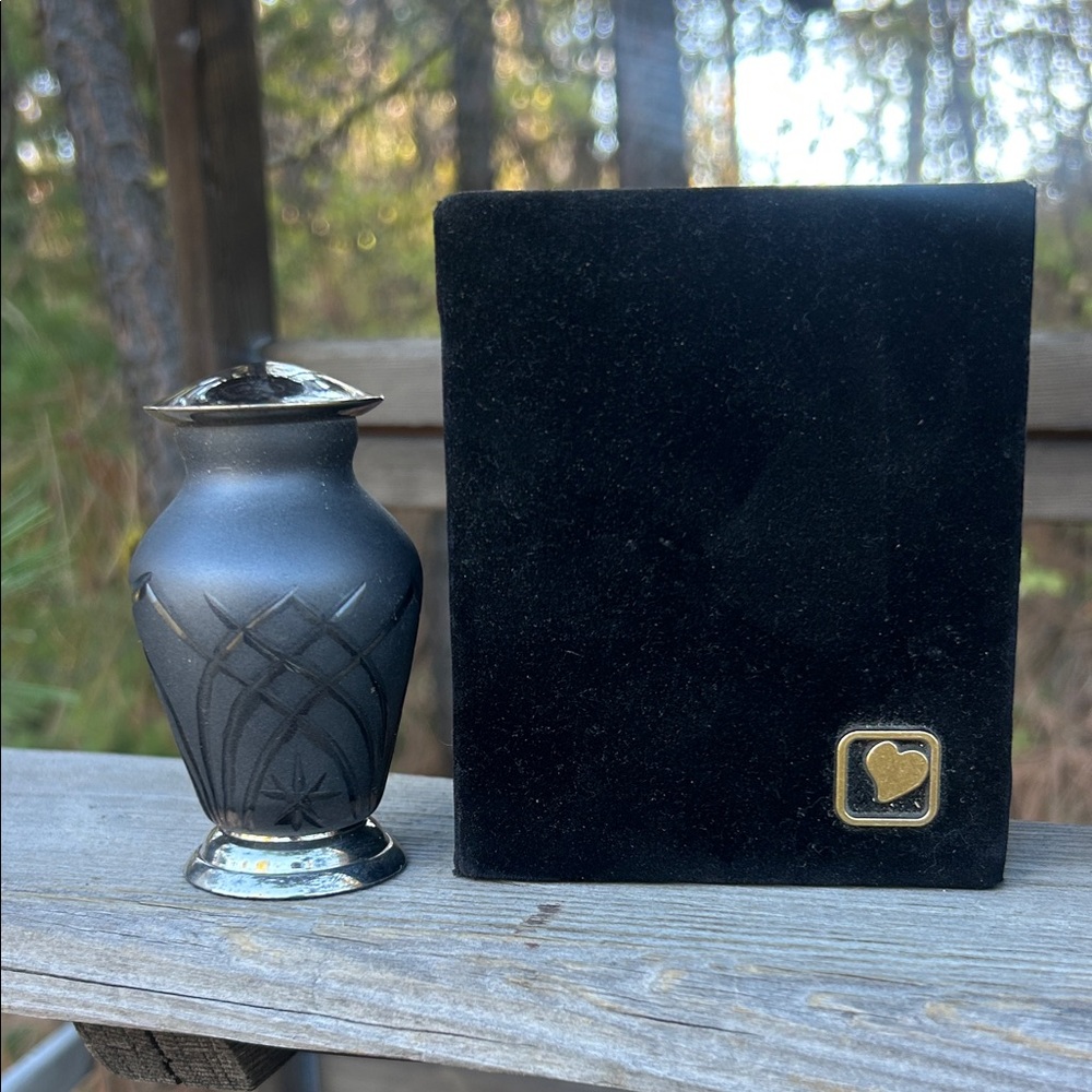 Black and Silver Keepsake or Pet Urn for cremation ashes or Money Safe